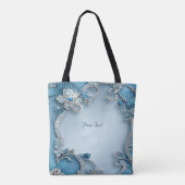 Blue Ornate Floral Tote Bag トートバッグ (裏面)
