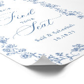 Blue Ornate Victorian Grace Find Your Seat Sign ポスター (角)