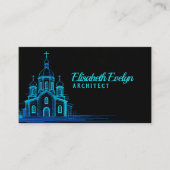 Blue Orthodox Church Sketch on Black Background 名刺 (正面)