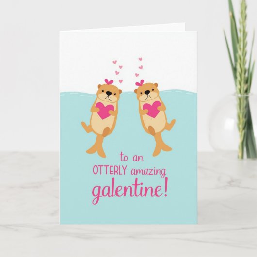 Blue Otterly Amazing Galentine Card カード (正面)