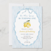 Blue Our main Squeeze Lemon 1st Birthday 招待状 (正面)