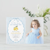 Blue Our main Squeeze Lemon 1st Birthday Photo 招待状 (スタンド正面)