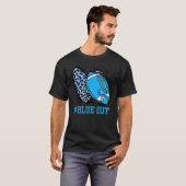 Blue Out Football Tackle Diabetes Warrior Heart Le Tシャツ (正面フル)