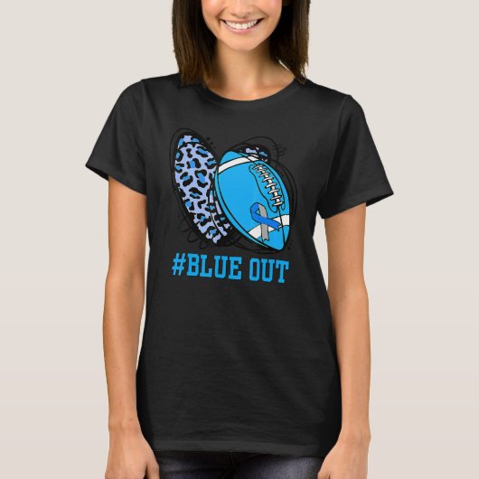Blue Out Football Tackle Diabetes Warrior Heart Le Tシャツ (正面)