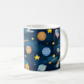 Blue Outer Space Planets Seamless Pattern コーヒーマグカップ (正面右)