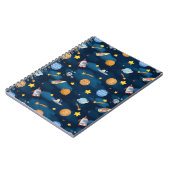 Blue Outer Space Planets Seamless Pattern ノートブック (左側)