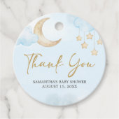 Blue Over the Moon Baby Shower  フェイバータグ (正面)