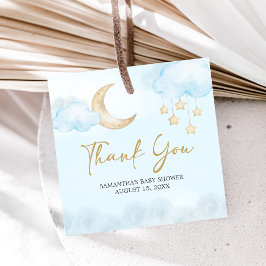 Blue Over the Moon Baby Shower  フェイバータグ