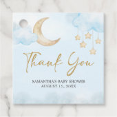 Blue Over the Moon Baby Shower  フェイバータグ (正面)