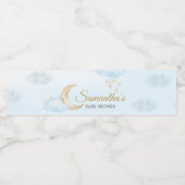 Blue Over the Moon Baby Shower  ペットボトルラベル (シングルラベル)