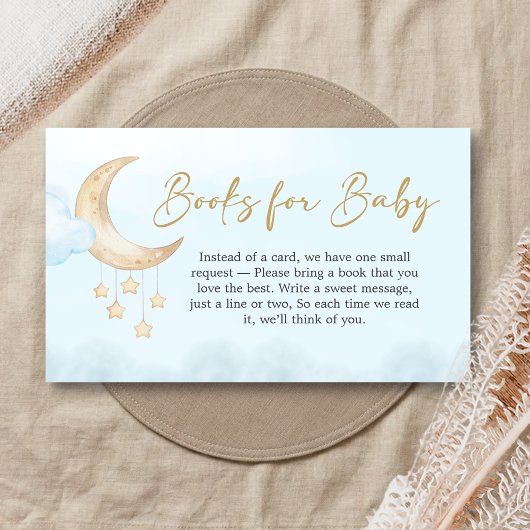 Blue Over the Moon Baby Shower Books for Baby エンクロージャーカード