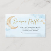 Blue Over the Moon Baby Shower Diaper Raffle エンクロージャーカード (正面)