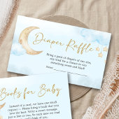 Blue Over the Moon Baby Shower Diaper Raffle エンクロージャーカード