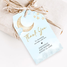Blue Over the Moon Baby Shower Favor Tags ギフトタグ