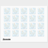 Blue Over the Moon Baby Shower  Square Sticker スクエアシール (シート)