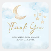 Blue Over the Moon Baby Shower  Square Sticker スクエアシール (正面)