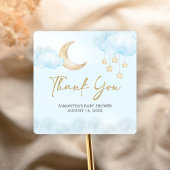 Blue Over the Moon Baby Shower  Square Sticker スクエアシール