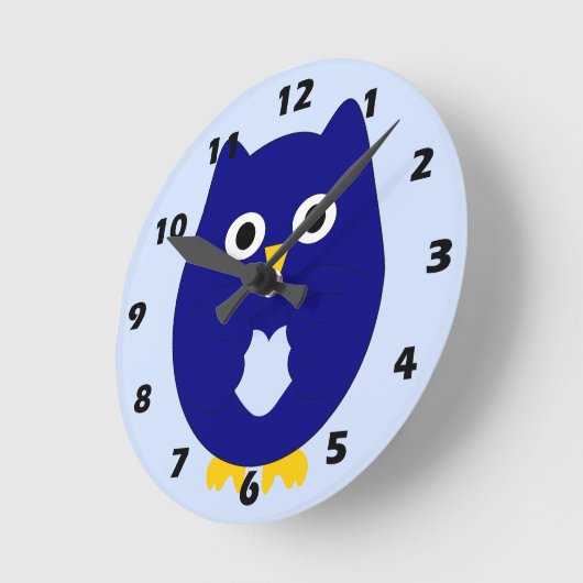 Blue Owl Design ラウンド壁時計 (傾斜)