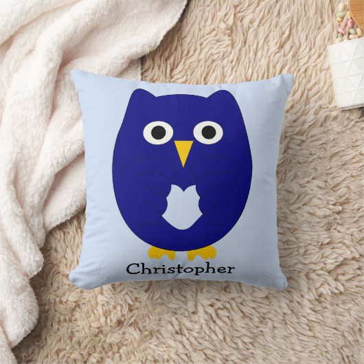 Blue Owl Design Any Colour Background Personalised クッション (ブランケット)