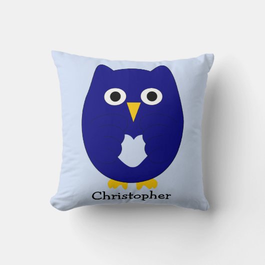 Blue Owl Design Any Colour Background Personalised クッション (正面)