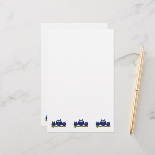 Blue Owls Design 便箋 (正面/裏面インサイチュ)