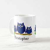 Blue Owls Design Personalised コーヒーマグカップ (正面左)