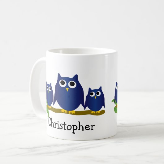 Blue Owls Design Personalised コーヒーマグカップ (正面左)