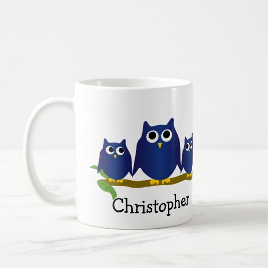 Blue Owls Design Personalised コーヒーマグカップ (左)
