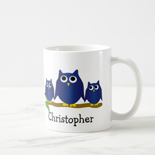 Blue Owls Design Personalised コーヒーマグカップ (右)