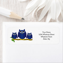 Blue Owls Design Return Address ラベル
