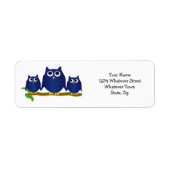Blue Owls Design Return Address ラベル (正面)