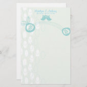 Blue Owls In Love Personalお礼の文房具 便箋 (正面/裏面)