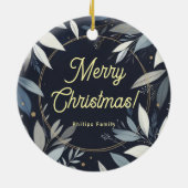 Blue paint wreath Christmas セラミックオーナメント (裏面)