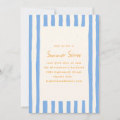 Blue Painted Stripe Yellow Summer Soiree Party 招待状 (正面)