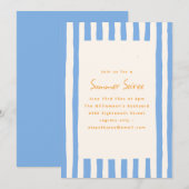 Blue Painted Stripe Yellow Summer Soiree Party 招待状 (正面/裏面)