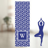 Blue Paisley on White Pattern Yoga Mat ヨガマット