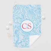 Blue Paisley Pattern and Pink Mongram ゴルフタオル (インサイチュ)