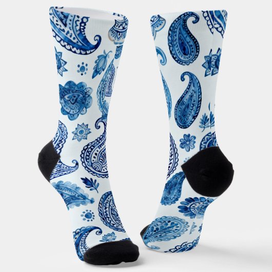 Blue Paisley Socks for Women ソックス (傾斜あり)