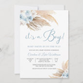 Blue Pampas Baby Shower Invitation 招待状 (正面)