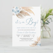 Blue Pampas Baby Shower Invitation 招待状 (スタンド正面)