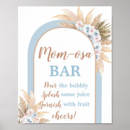 Blue Pampas Grass Arch Momosa Bar Boy sign ポスター