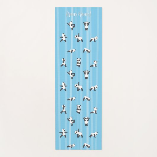 Blue Panda Yoga Mat Custom Name Same on Both Sides ヨガマット (正面)
