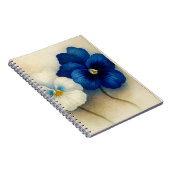 Blue Pansy Floral Notebook | Elegant Botanical Jou ノートブック (右側)