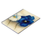 Blue Pansy Floral Notebook | Elegant Botanical Jou ノートブック (左側)