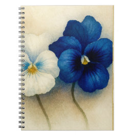 Blue Pansy Floral Notebook | Elegant Botanical Jou ノートブック