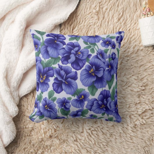 Blue Pansy Flowers  クッション (ブランケット)