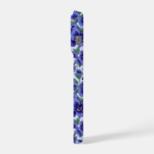 Blue Pansy Flowers Phone Case iPhoneケース (左側面)