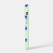 Blue Pansy on Mint - Phone Case iPhoneケース (左側面)