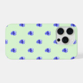 Blue Pansy on Mint - Phone Case iPhoneケース (裏面横)