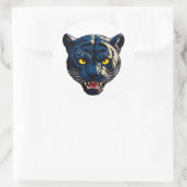 Blue Panther Head Fierce Wildlife Bottle decor ラウンドシール (バッグ)